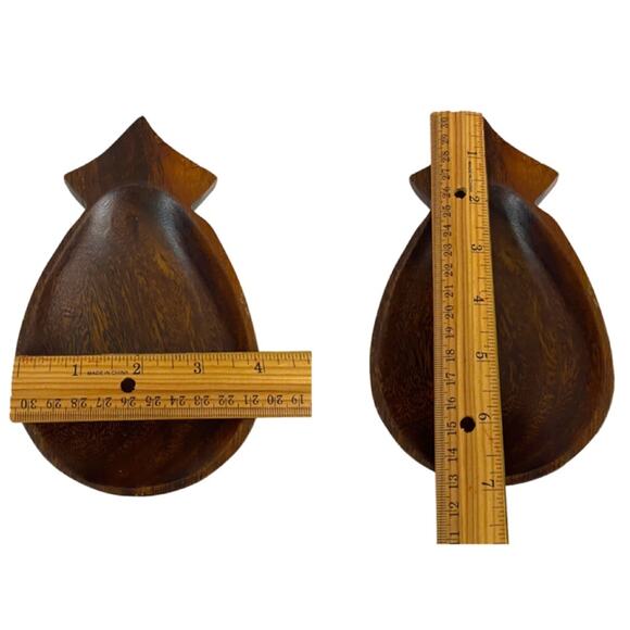 Set of 2 Carved Wooden Pineapple Shaped Bowls Made in Philippines MCM Vintage - Picture 15 of 15